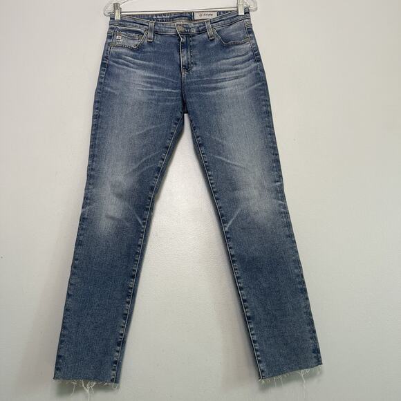 AG Womens Prima Ankle Cigarette Ankle Raw Hem Jeans Slim Sz 28 Denim Boho Office - Picture 1 of 13